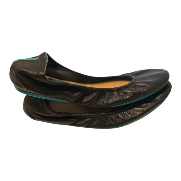 TIEKS by Gavrieli Black Leather Ballet Flats Sz. 6 Foldable Designer Shoes - Picture 5 of 8